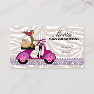 Pet Grooming Affärskort Zebra Scooter Brown Visitkort