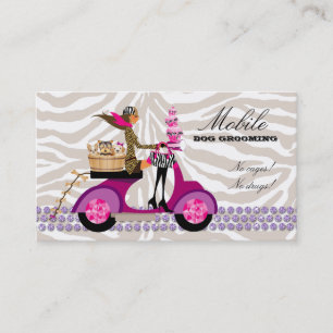 Pet Grooming Affärskort Zebra Scooter Muffinsar Visitkort