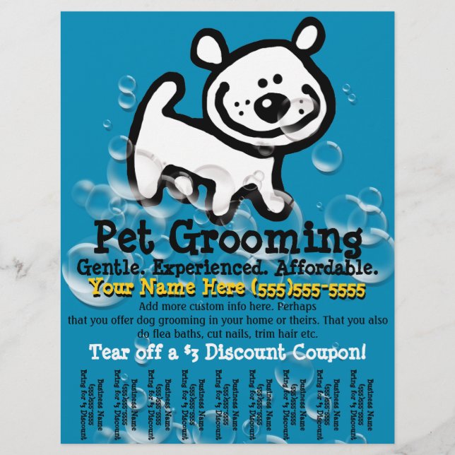 Pet Grooming. Anpassade för främjande i östra laka Reklamblad (Framsidan)