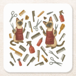 Pet grooming hairdresser for cat lovers underlägg papper kvadrat