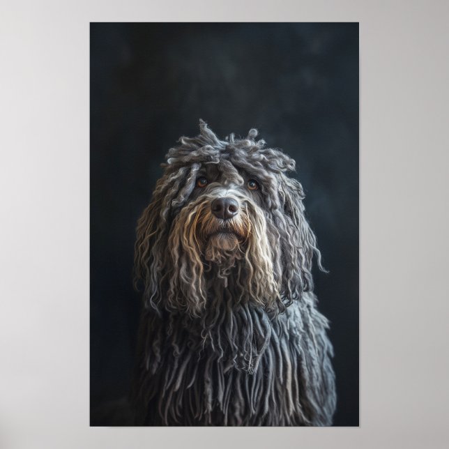 Pet Grooming Salon Bergamasco Sheepdog Porträtt Poster (Framsidan)
