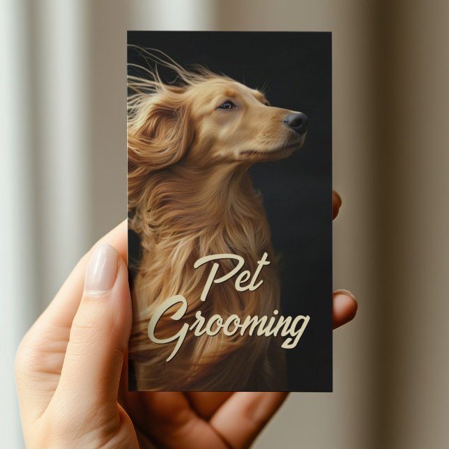 Pet Grooming Salon Boutique Afgan Hound Porträtt Visitkort (Perfect for business)