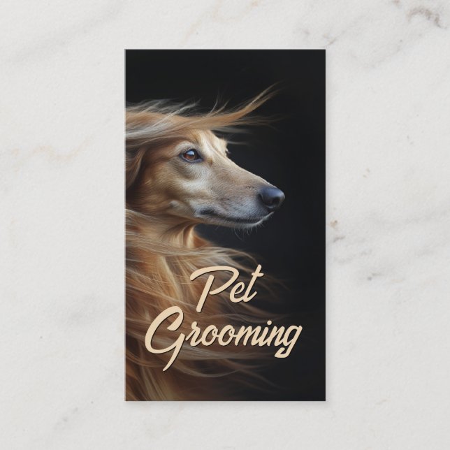 Pet Grooming Salon Boutique Afgan Hound Porträtt Visitkort (Framsida)