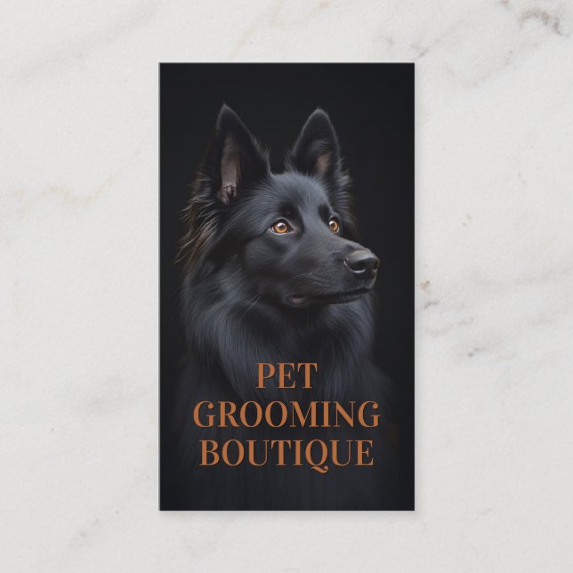 Pet Grooming Salon Boutique belgiskt får Porträtt Visitkort (Framsida)
