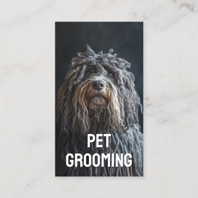 Pet Grooming Salon Boutique Bergamasco Sheepdog Visitkort (Framsida)