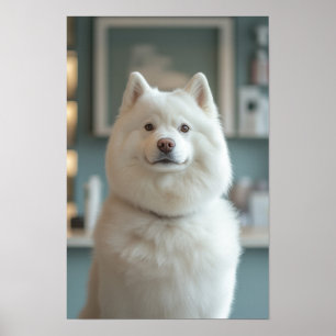 Pet Grooming Salon Boutique White Husky Porträtt Poster