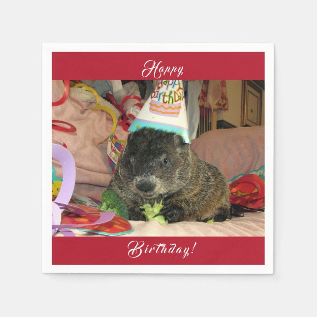 Pet Groundhog Moses Birthday Napkins Pappersservett (Framsidan)