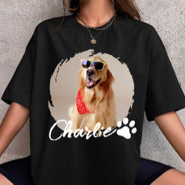Pet Grunge Simple Modern Custom Dog Photo & Name T Shirt