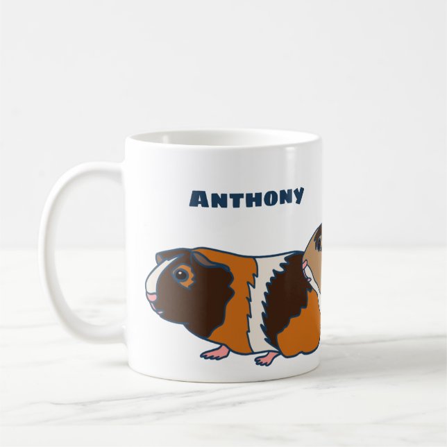 Pet Guinea Grisar Illustrations Personlig Kaffemugg (Vänster)