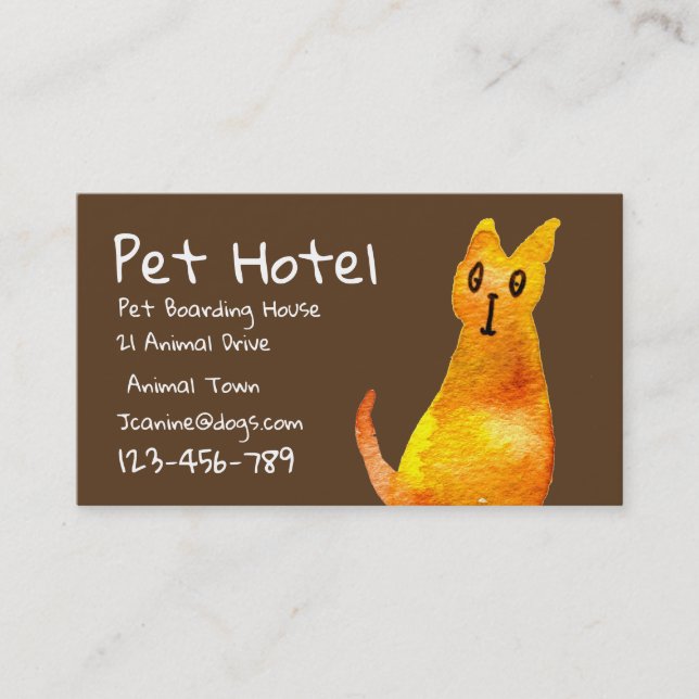 Pet Hotel-professionell för att ta ombord kattkons Visitkort (Framsida)