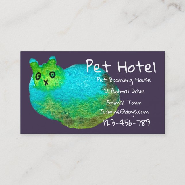Pet Hotel-professionell för att ta ombord kattkons Visitkort (Framsida)