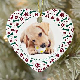 Pet Hund 2 Photo Tass avtryck Personlig jul Julgransprydnad Keramik