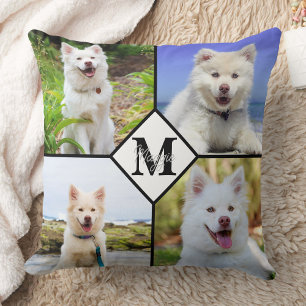 Pet Hund älskare Monogram Photo Collage Kudde