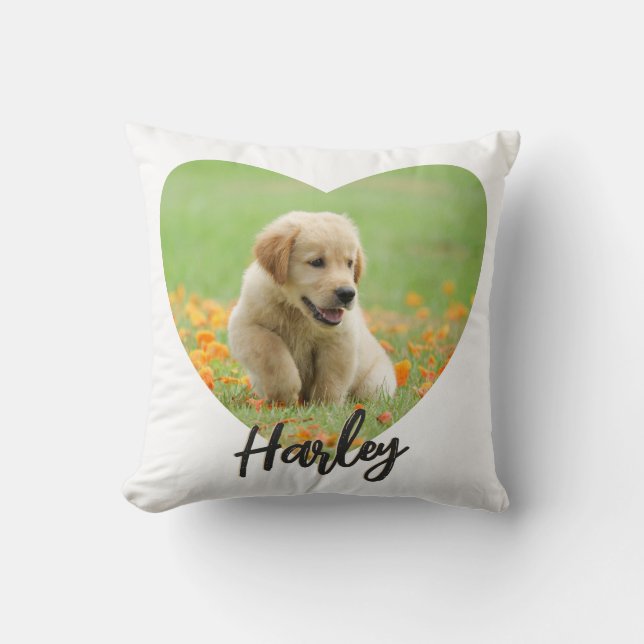 Pet Hund Animal Lover Heart Photo Simple Snyggt Kudde (Framsida)