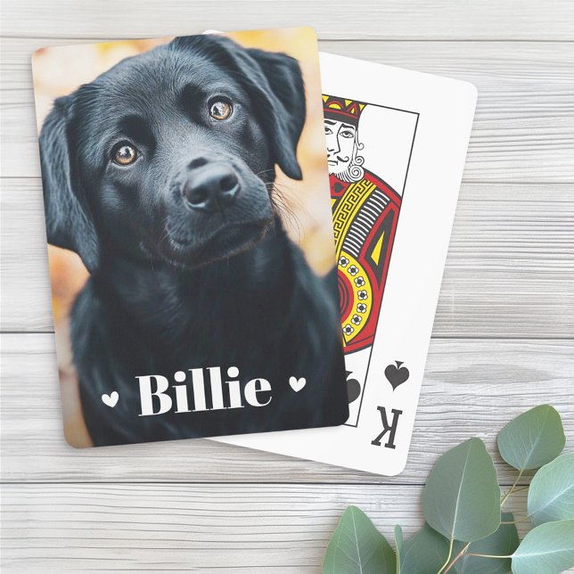 Pet hund cat namn hjärtar två foton casinokort (Pet dog cat name hearts two photos poker cards)