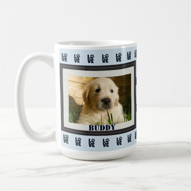 Pet Hund Cat Photo Paw Skriv ut Kärlek Kaffemugg (Vänster)