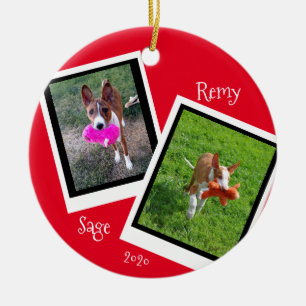 Pet Hund cat Photo Template anpassa Julgransprydnad Keramik