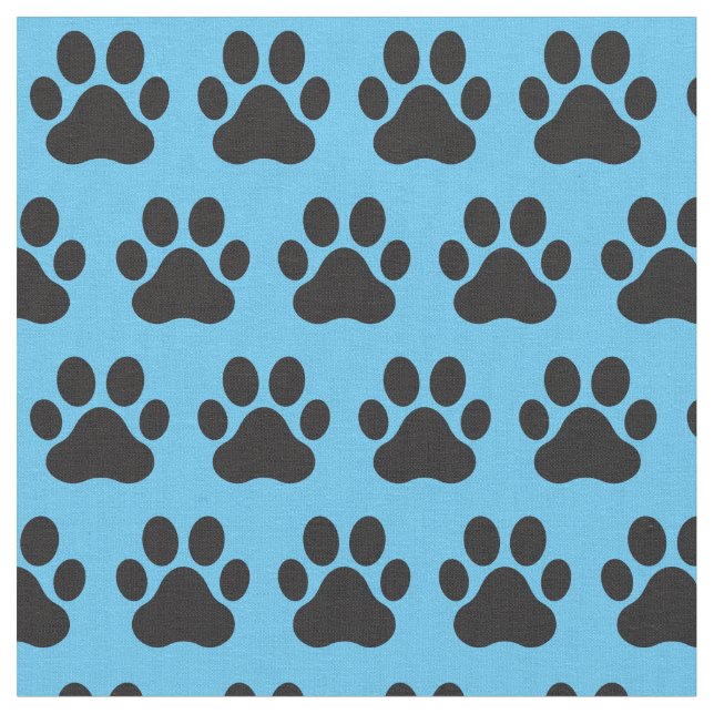 Pet Hund Cat Tass avtryck Blue Black Tyg (Närbild)