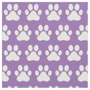 Pet Hund Cat Tass avtryck Lila White Tyg
