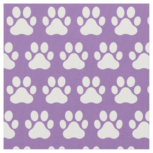 Pet Hund Cat Tass avtryck Lila White Tyg (Närbild)