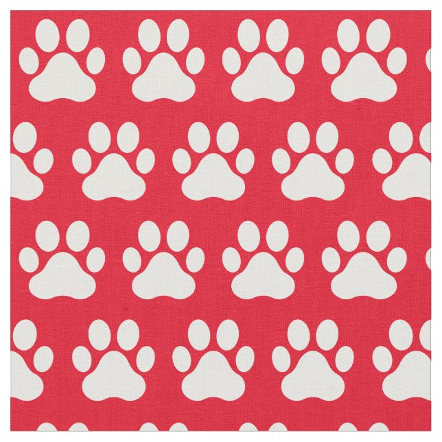 Pet Hund Cat Tass avtryck Red White Tyg (Närbild)
