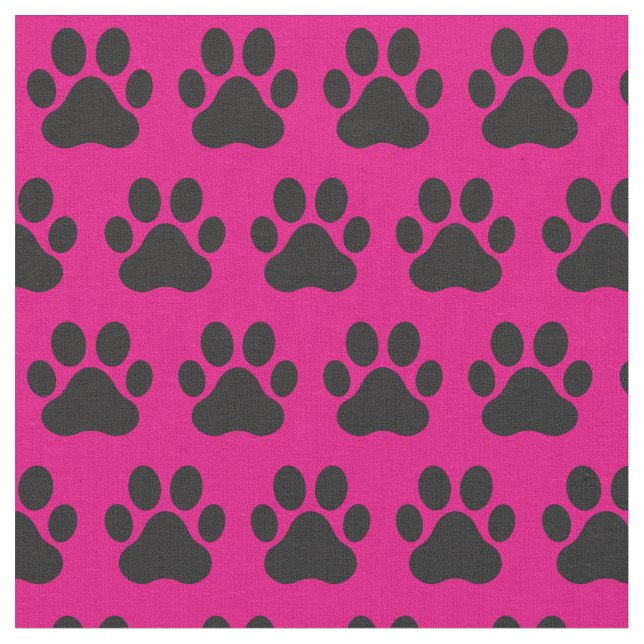 Pet Hund Cat Tass avtryck Rosa Black Tyg (Närbild)