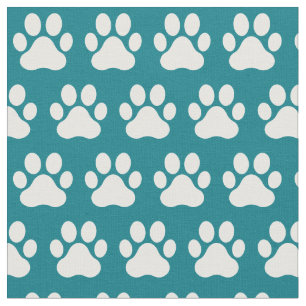 Pet Hund Cat Tass avtryck Teal White Tyg