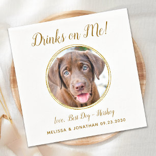 Pet Hund dricker på mig Photo Elegant Guld Pappersservett