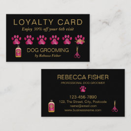 Pet Hund Grooming Black Rosa Loyalty Rewards Card Tidsbeställning Kort