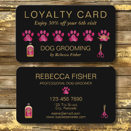 Pet Hund Grooming Black Rosa Loyalty Rewards Card Tidsbeställning Kort