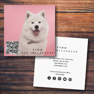 Pet Hund Influencer Photo QR Code Social Media Fyrkantigt Visitkort