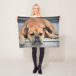 Pet Hund Knubbig Continental Bulldog Fleecefilt