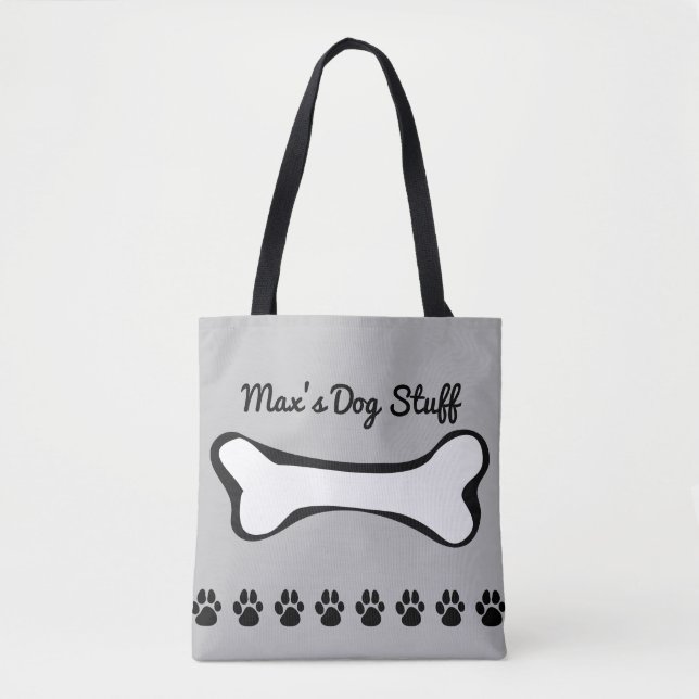 Pet Hund Leksaker och tillbehör Monogram GrayTote  Tygkasse (Framsida)
