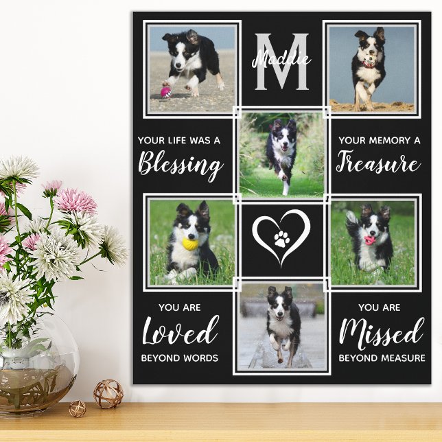 Pet Hund Memorial Black 6 Photo Collage Canvastryck (Skapare uppladdad)