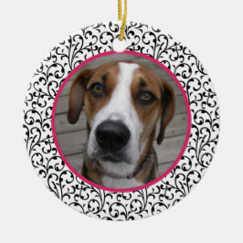 Pet Hund Memorial Chic Blommigt Foto jul Julgransprydnad Keramik