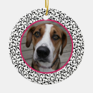 Pet Hund Memorial Chic Blommigt Foto jul Julgransprydnad Keramik