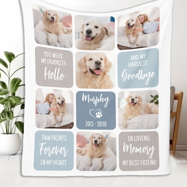 Pet Hund Memorial Favorite Hej Anpassningsbar 7 Bi Fleecefilt (Skapare uppladdad)