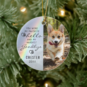 Pet Hund Memorial Favorite Hej Photo Rainbow Julgransprydnad Keramik