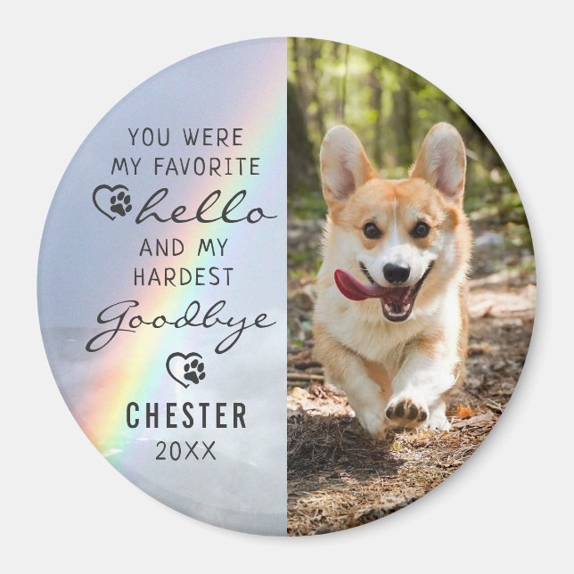 Pet Hund Memorial Favorite Hej Photo Rainbow Magnet (Framsidan)
