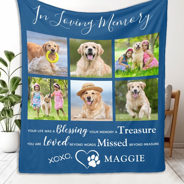 Pet Hund Memorial Gift Personlig Photo Collage Fleecefilt (Skapare uppladdad)
