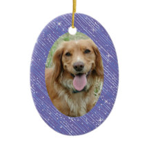 Pet Hund Memorial Lila Blue Oval Photo jul