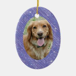 Pet Hund Memorial Lila Blue Oval Photo jul Julgransprydnad Keramik