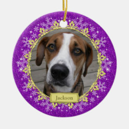 Pet Hund Memorial Lila Snowflake Photo jul Julgransprydnad Keramik