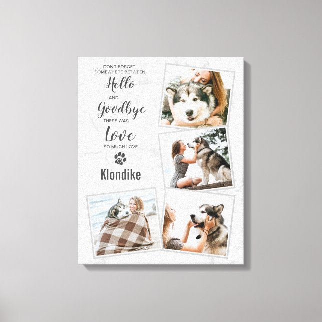 Pet Hund Memorial Marble 4 Photo Collage Canvastryck (Framsida)