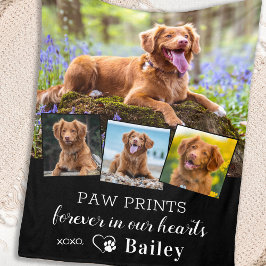 Pet Hund Memorial Personlig 4 Fotokollage Fleecefilt