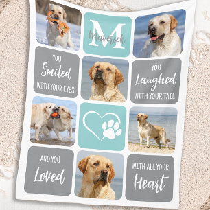 Pet Hund Memorial Personlig 6 Bild Collage Fleecefilt