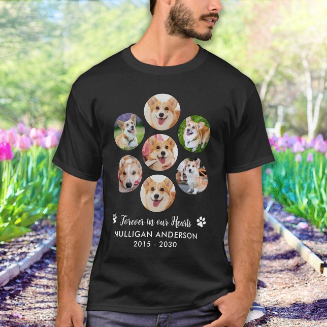 Pet Hund Memorial Personlig 7 Photo Collage T Shirt (Skapare uppladdad)
