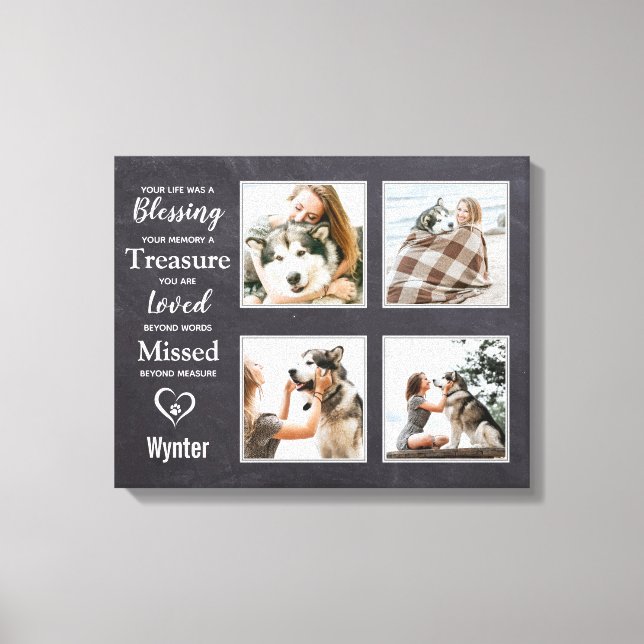 Pet Hund Memorial Pet Loss Photo Collage Canvastryck (Framsida)
