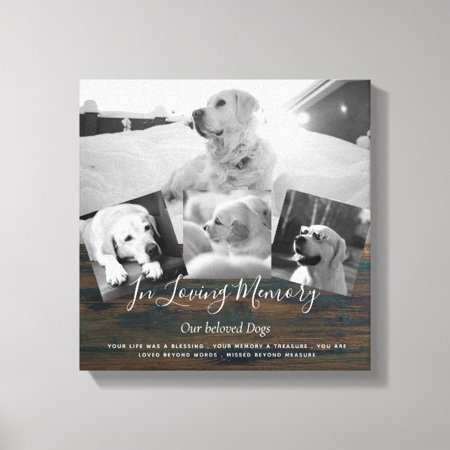 Pet Hund Memorial Photo Collage Memory Dikt Canvastryck (Framsida)