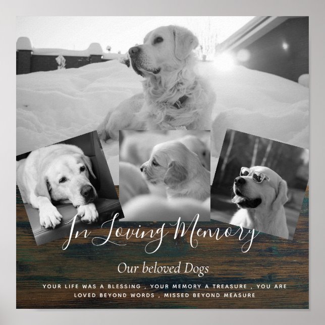 Pet Hund Memorial Photo Collage Memory Dikt Poster (Framsidan)